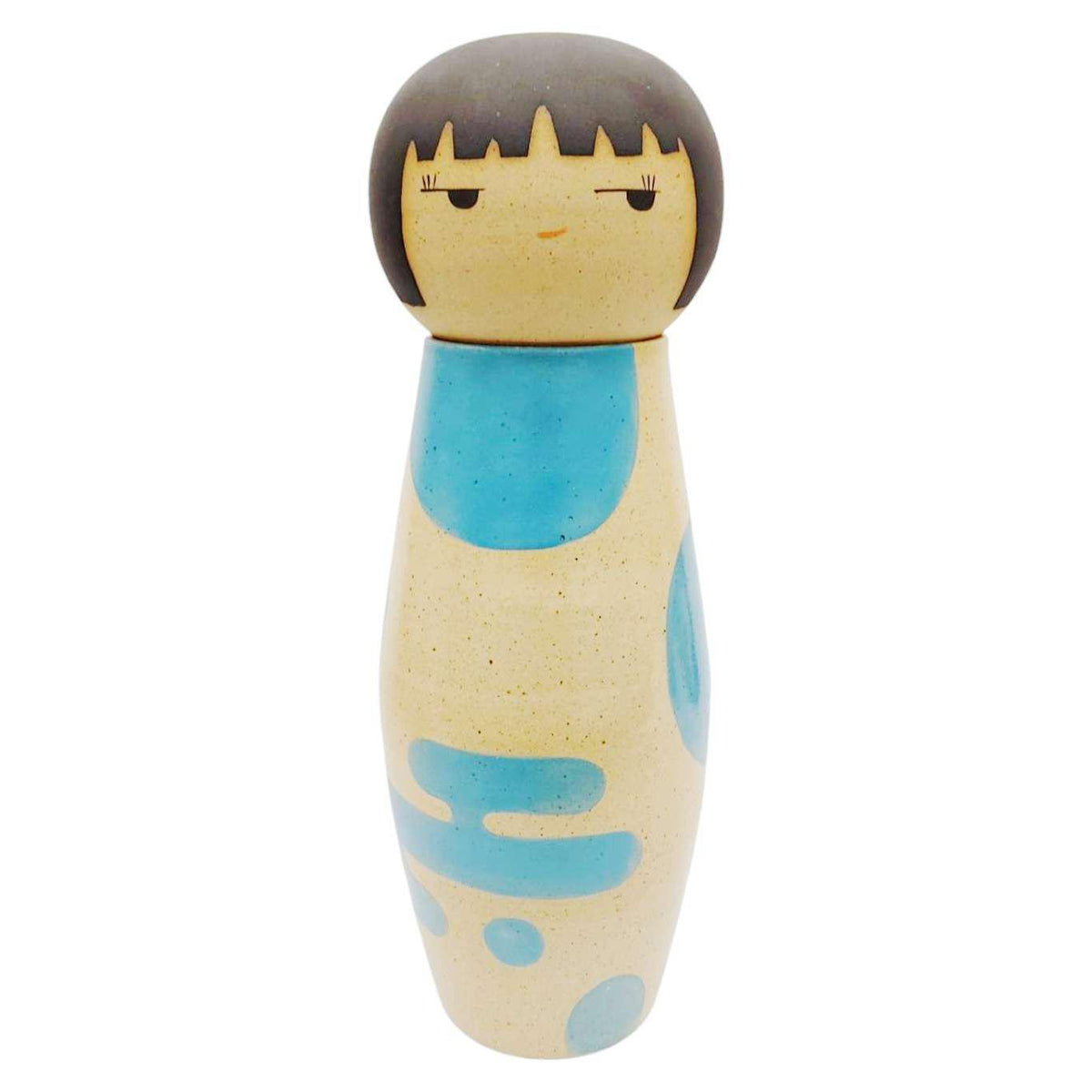 Kokeshi Jar - XXL - Side Eye Turquoise (OOAK) by Jennifer Fujimoto Collection