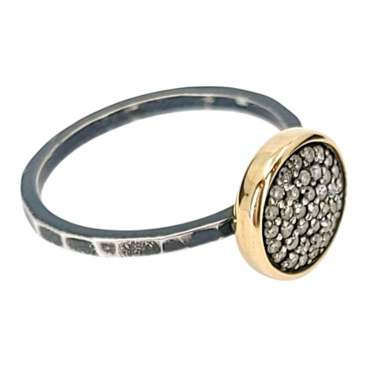 Ring - Size 5, 8 - 10mm Pave Diamond Hammered Band (14k Gold, Sterling Silver, Diamond) by 314 Studio