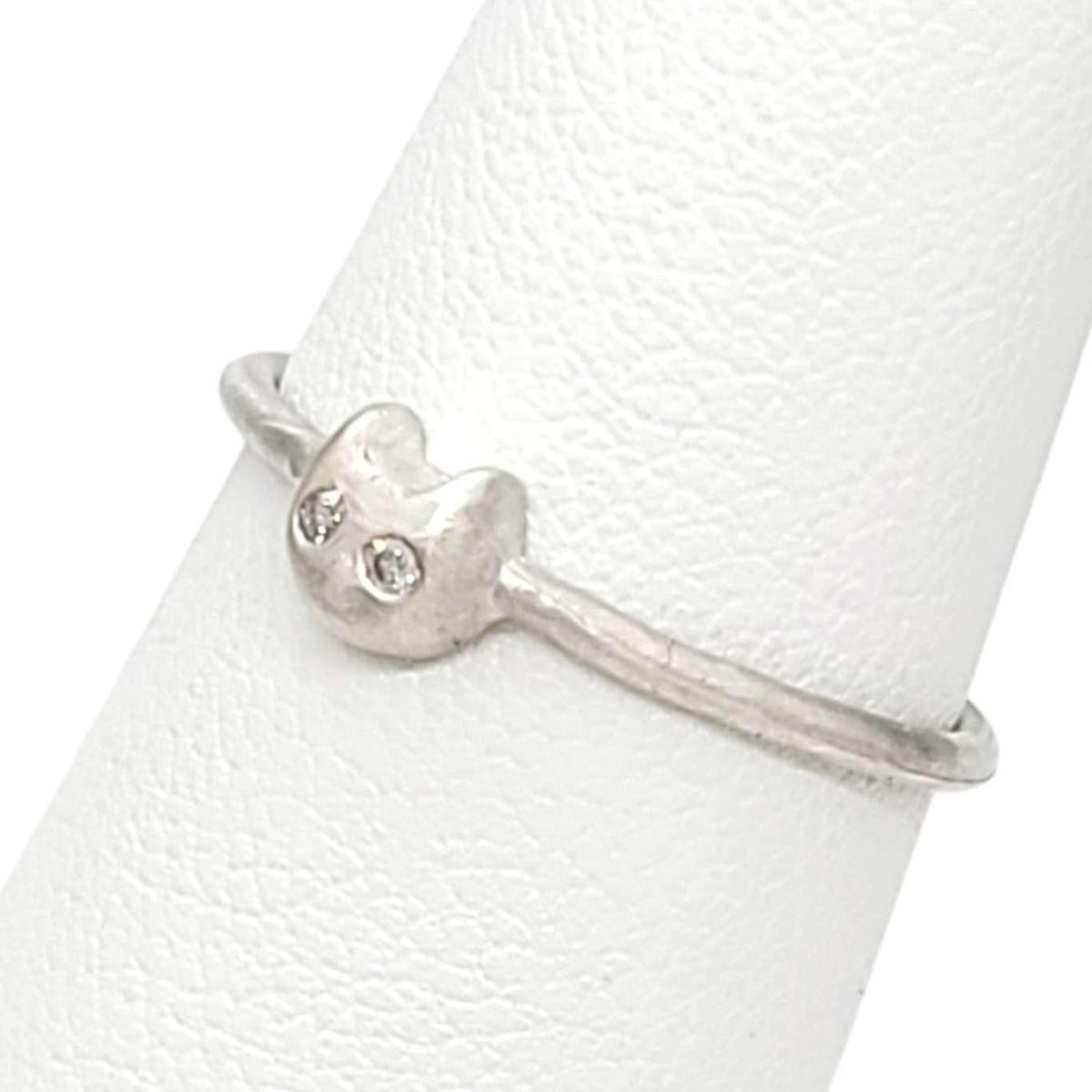 Ring - Diamond-Eyed Tiny Kitten Face in Sterling Silver by Michelle Chang