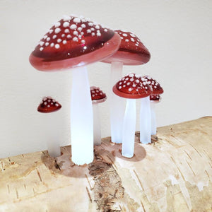 Lamp - Birch Log (Red Mushrooms) by Sage Studios