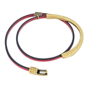 Bracelet - 7 in - Skinny Breakaway in Red Leather with Silver or Brass by Diana Kauffman Designs