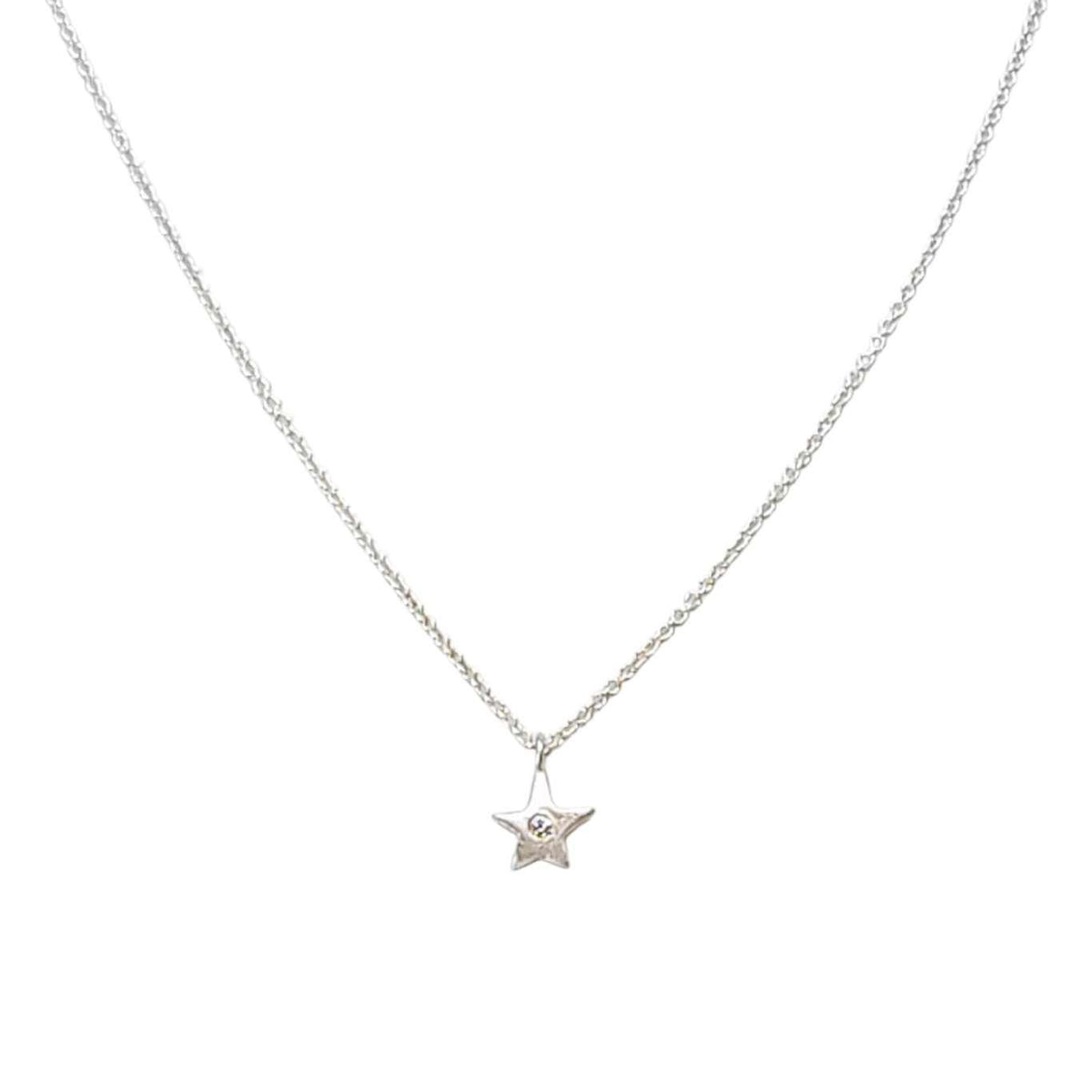Necklace - Diamond Solitaire Star in Sterling Silver by Michelle Chang