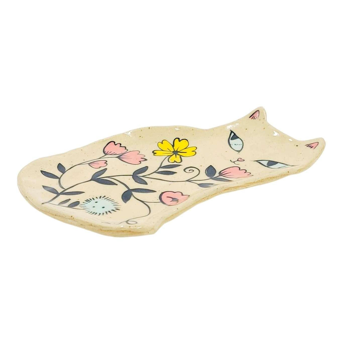 Ring Dish - Floral Cat (Blue Eyes) by Erika Rier