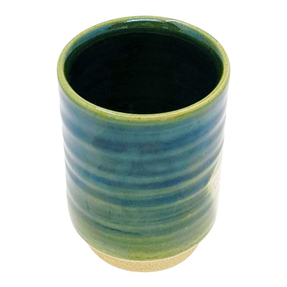 Cup - Large Green Seto-Yaki Oribe by Asemi Co.