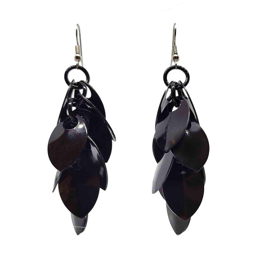 Earrings - Long Feather Cascade (Black) by Rebeca Mojica