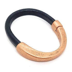 Bracelet - Breakaway in Black Leather with Silver, Brass, or Copper by Diana Kauffman Designs