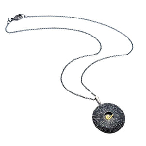 Necklace - OOAK Diamond Swirl Pendant in Sterling Silver and 18k Gold by Susan Mahlstedt