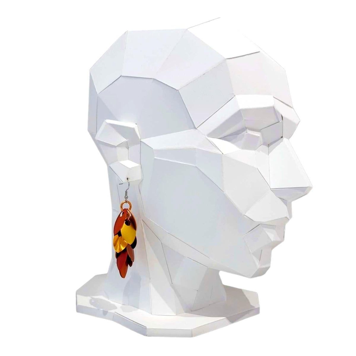 Earrings - Long Feather Cascade (Autumn Leaves) by Rebeca Mojica