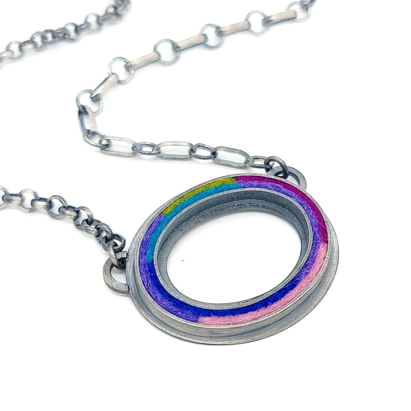 Necklace - Large Oval Donut in Cool by Michele A. Friedman