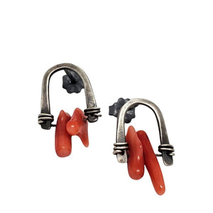 Earrings - Arc Reclaimed Coral Sterling Studs (A or B) by Three Flames Silverworks