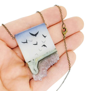 Necklace - Flock Crystal (Gunmetal) by Fernworks