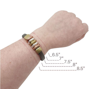 Bracelet - Edinburgh (Olive Champagne Leather, Mixed Metals) by Diana Kauffman Designs