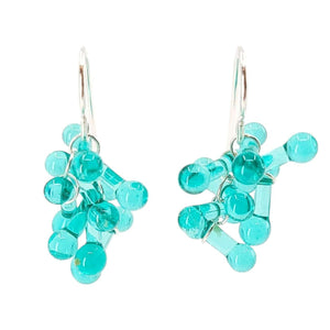 Earrings - Short Rosetti Glass Clusters in Teal by Krista Bermeo Studio