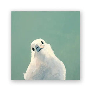 Wall Art - White Songbird on 4in x 4in Wood Panel by The Mincing Mockingbird