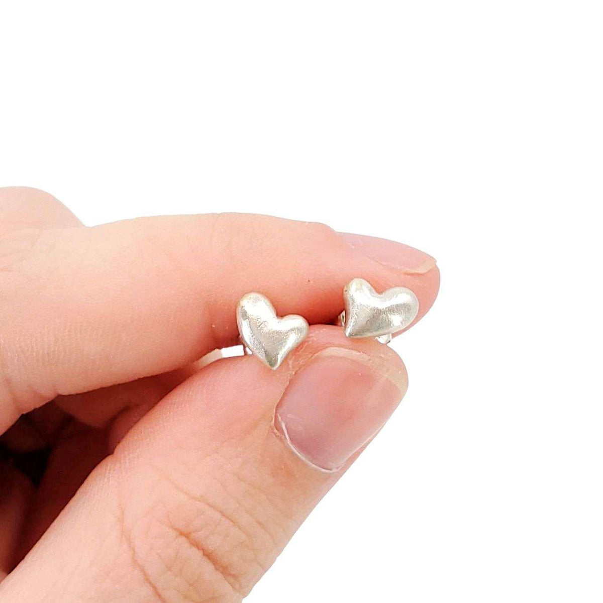 Earrings - Puffy Heart Studs in Sterling Silver by Michelle Chang