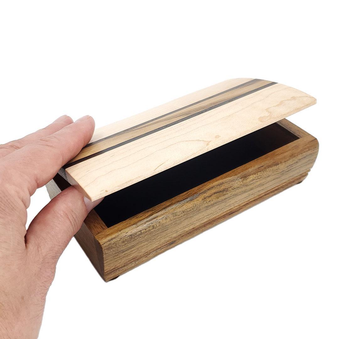 Jewelry Box - Small Treasure Box (Curly Maple, Shedua) by Mikutowski Woodworking
