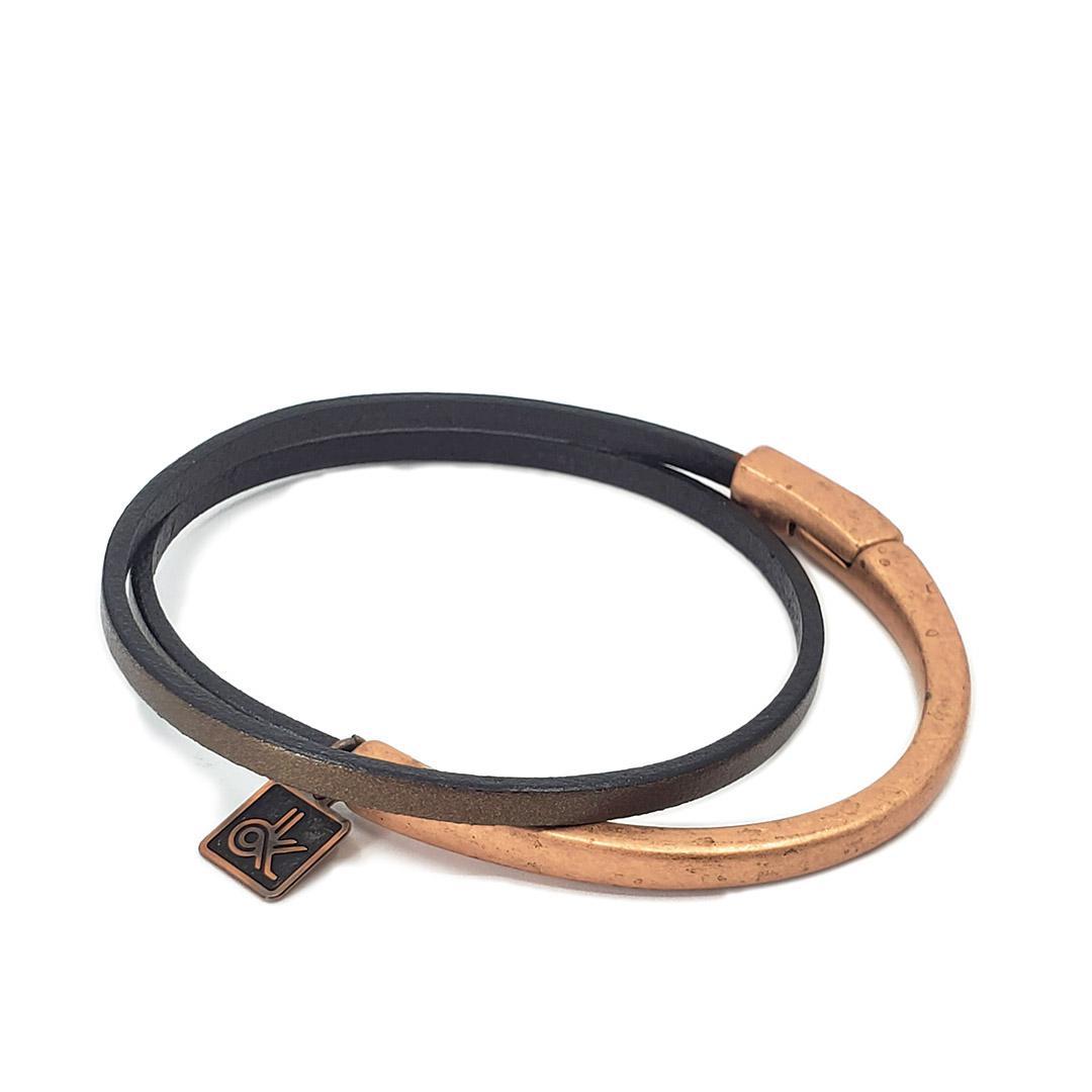 Bracelet - Skinny Breakaway in Kona Brown with Brass or Copper by Diana Kauffman Designs