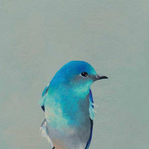 Wall Art - Mountain Bluebird on 6in x 6in Wood Panel by The Mincing Mockingbird