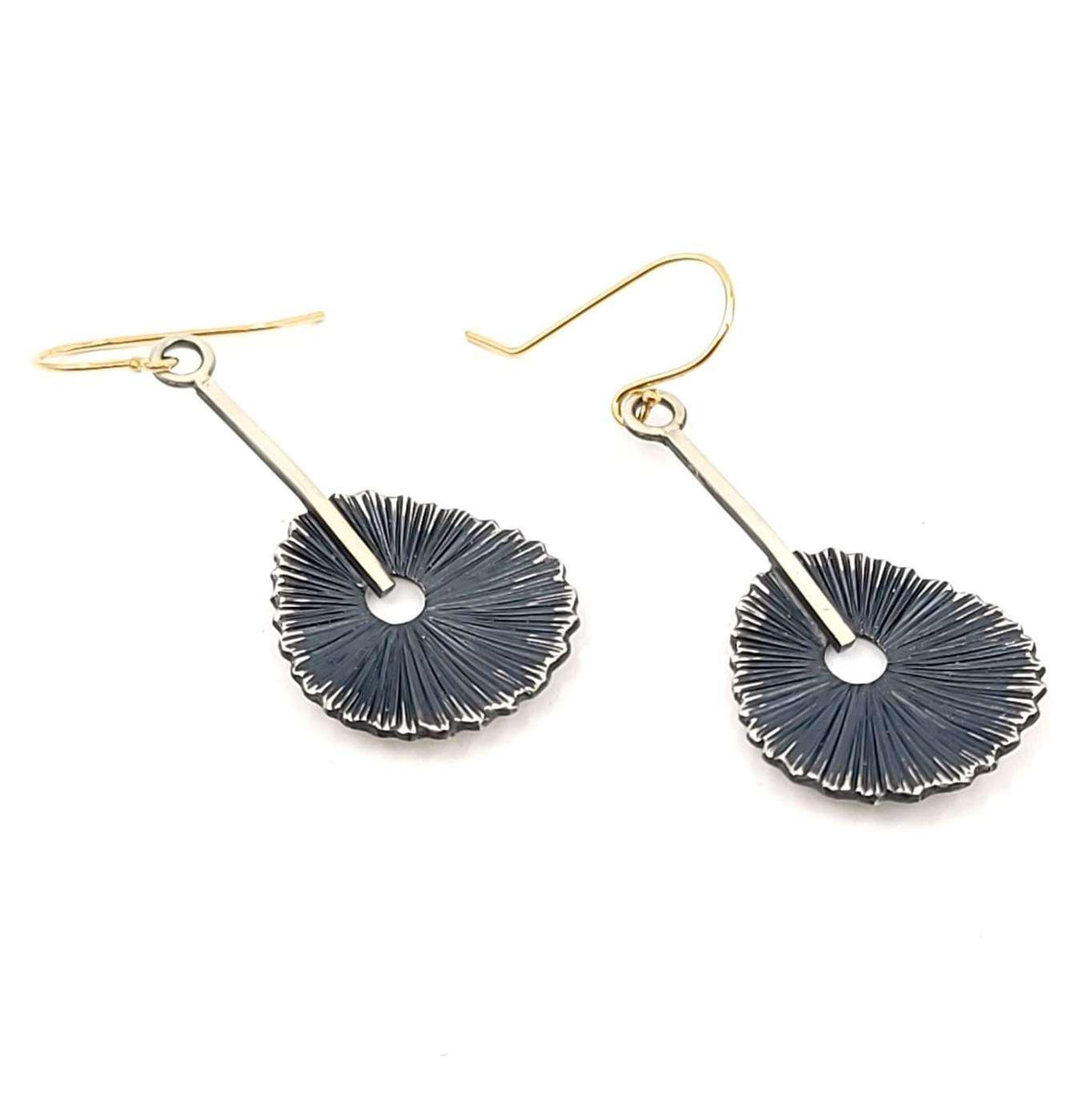 Earrings - Textured Scoop Drops in Sterling Silver and 14k Gold by Susan Mahlstedt