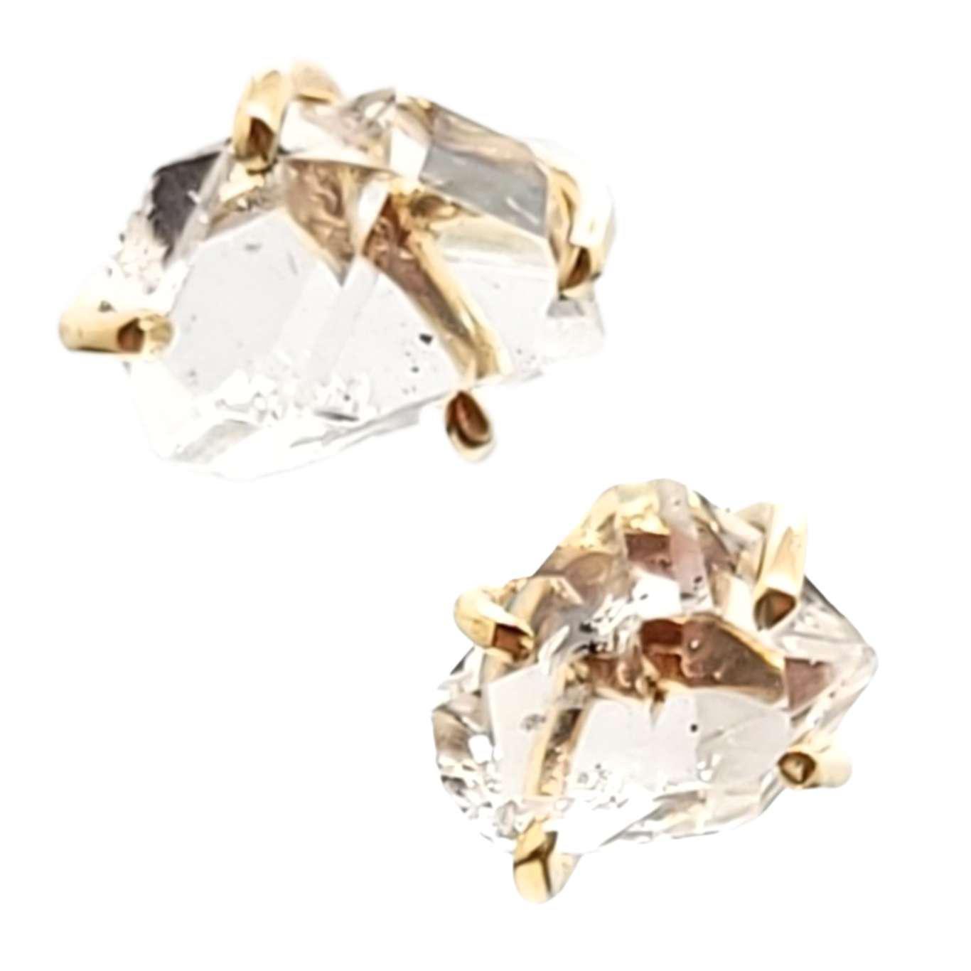 Earrings - Classic 8-9mm Herkimer Studs in 14k Yellow Gold by Storica Studio