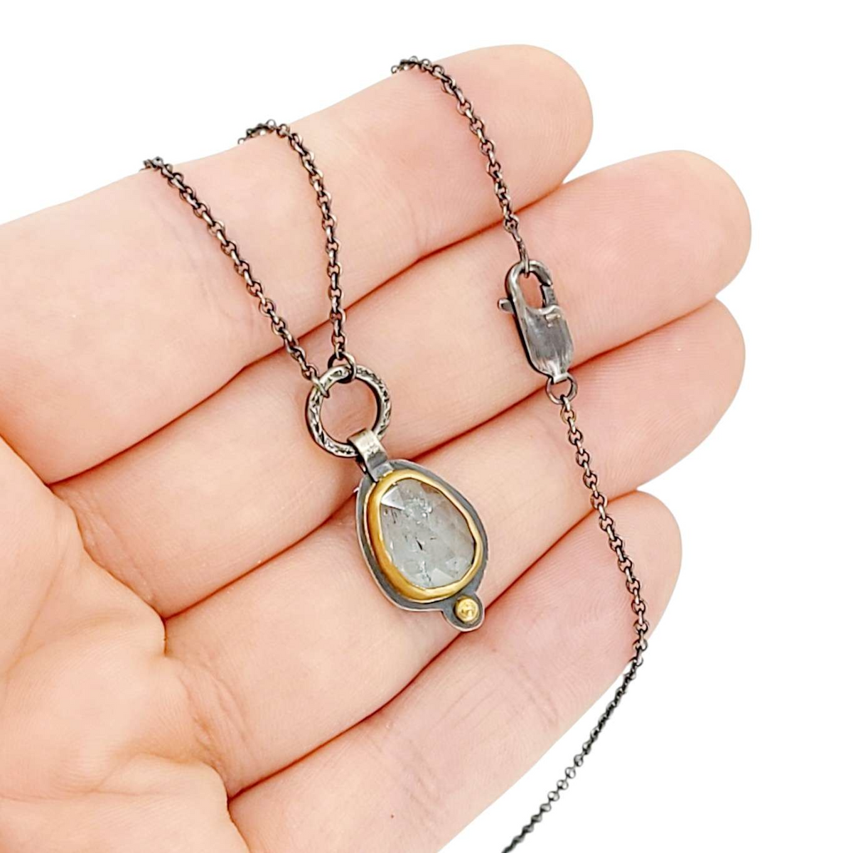 Necklace - OOAK Aquamarine Pendant in Mixed Metals by Allison Kallaway