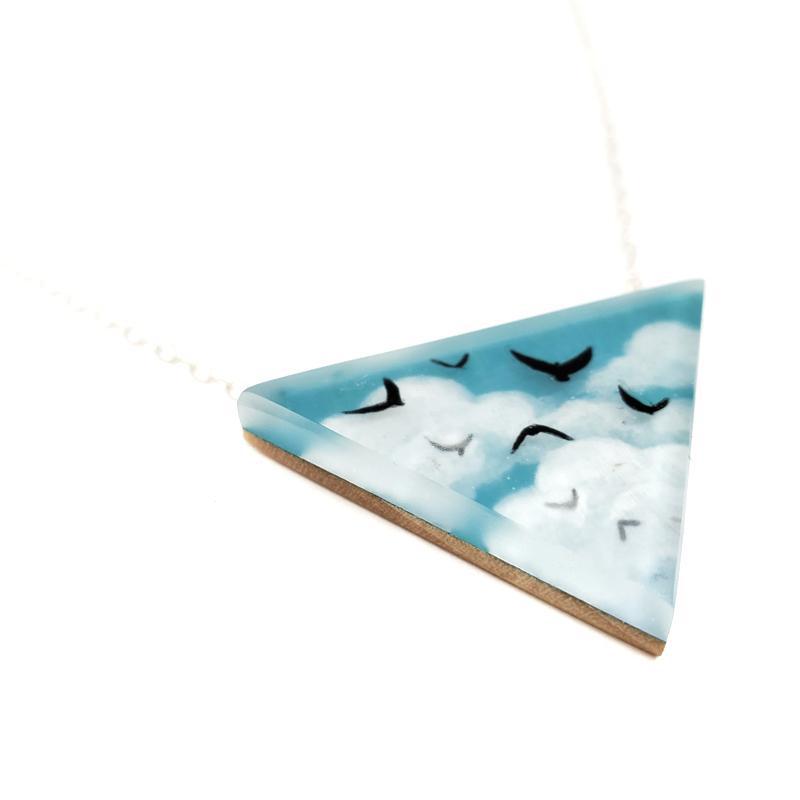 Necklace - Triangle Sky Painted by Fernworks
