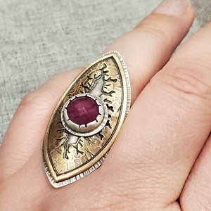 Ring - Size 9 - Tectonic Vesica Ruby by Una Barrett