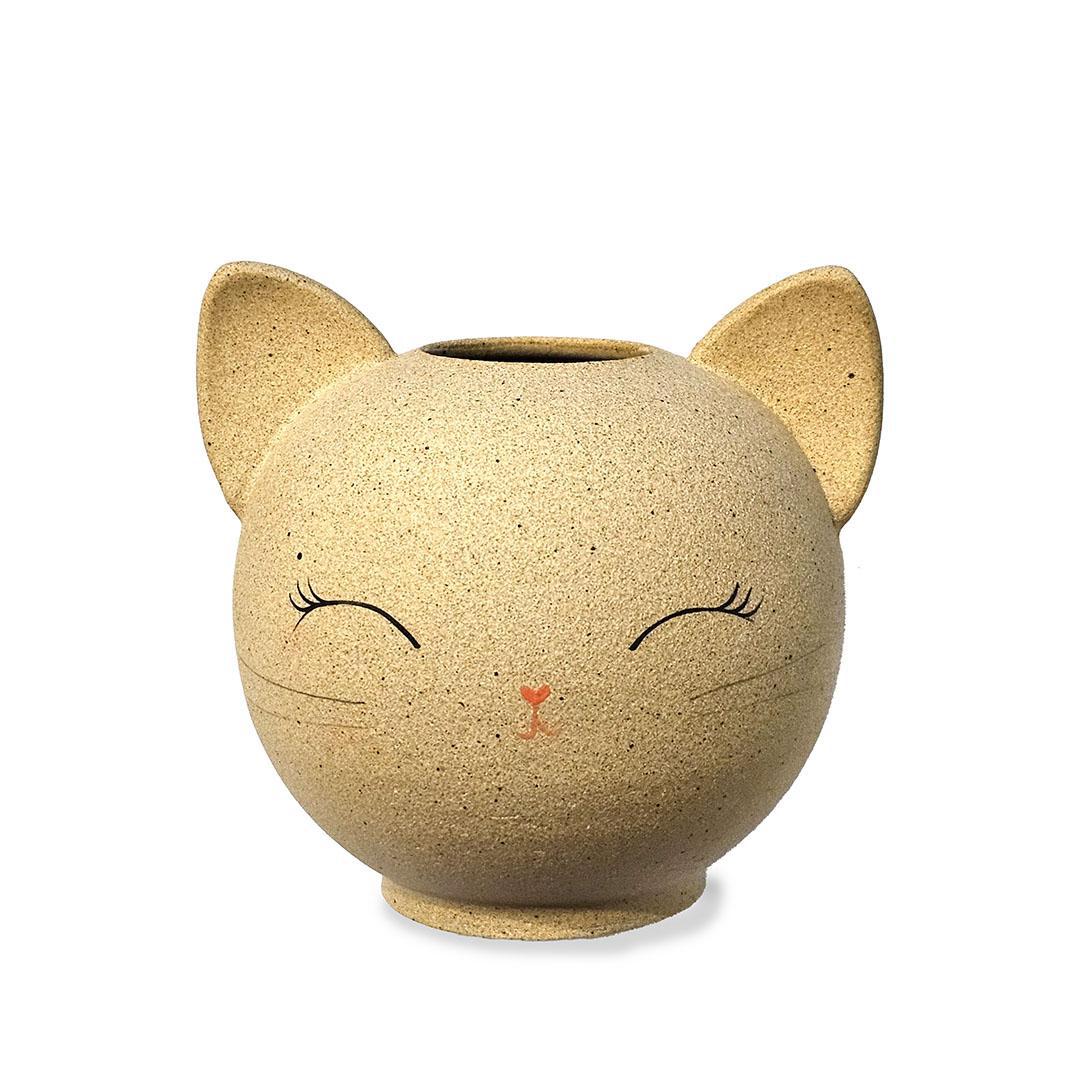 Kitty Cat Vase - Cheerful by Jennifer Fujimoto