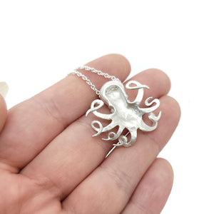 Necklace - Diamond-Eyed Baby Octopus in Sterling Silver by Michelle Chang