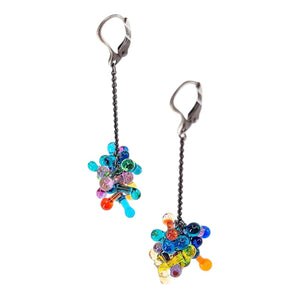 Earrings - Long Rosetti Bloom in Rainbow by Krista Bermeo Studio