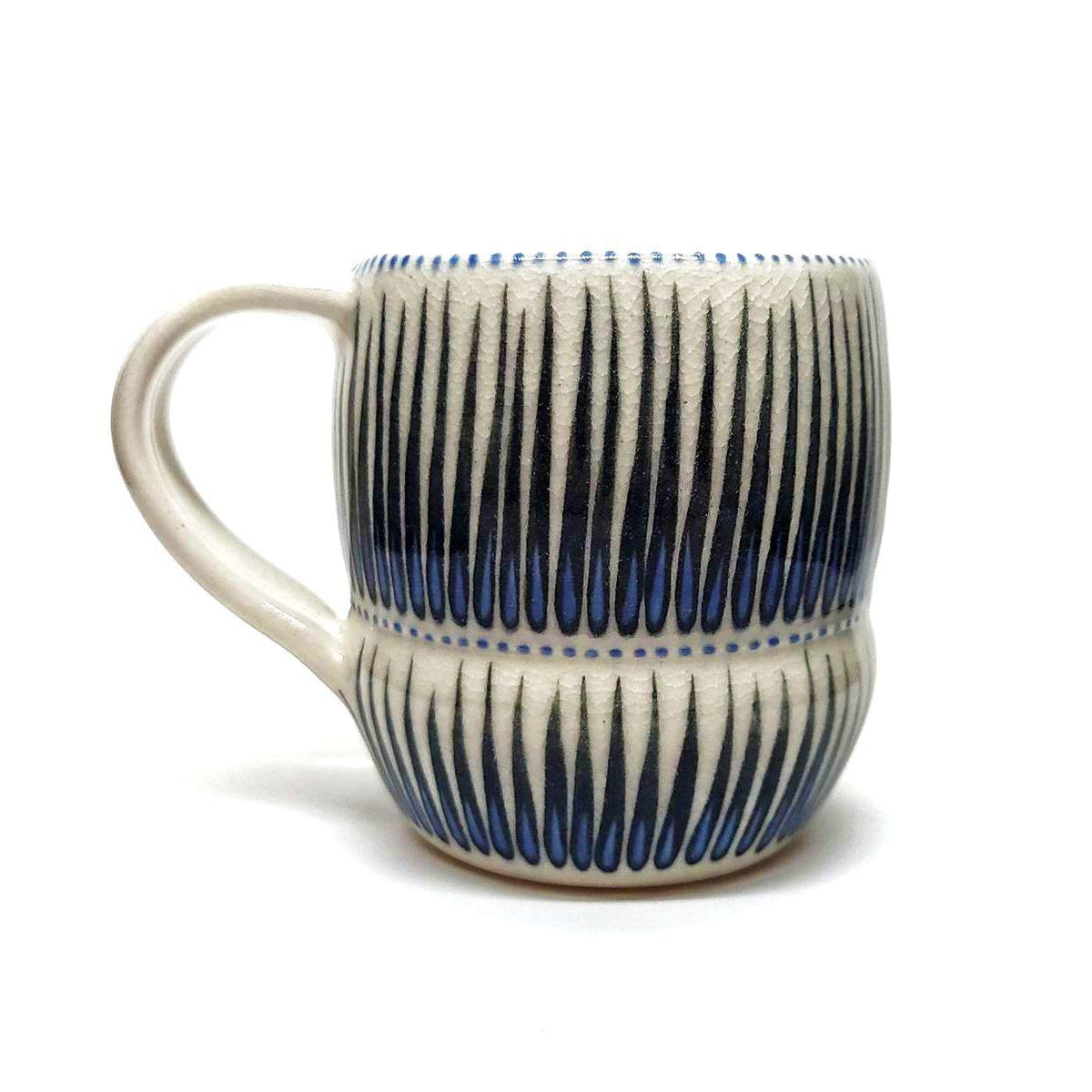 Mug - Small in Upward Linear with Blue Accents by Britt Dietrich Ceramics