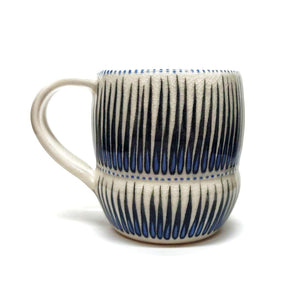 Mug - Small in Upward Linear with Blue Accents by Britt Dietrich Ceramics
