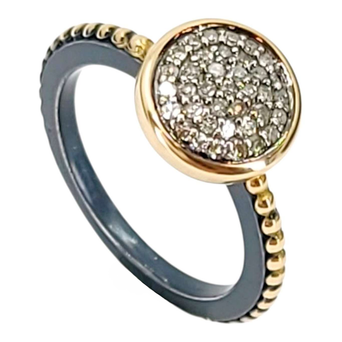 Ring - Size 7 - 10mm Pave Diamond Beaded Band (14k Gold, Sterling Silver, Diamond) by 314 Studio