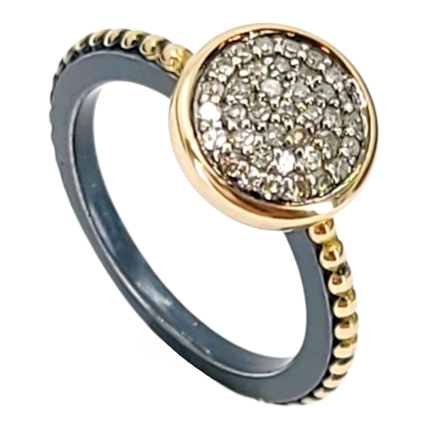 Ring - Size 7 - 10mm Pave Diamond Beaded Band (14k Gold, Sterling Silver, Diamond) by 314 Studio