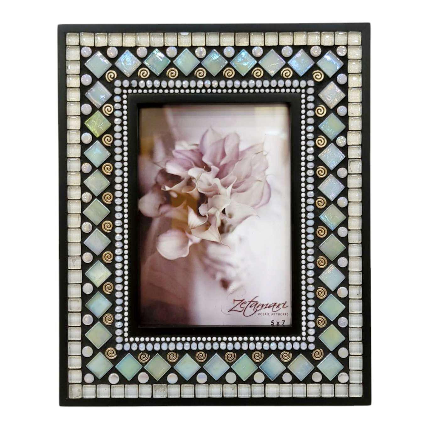 Mosaic Picture Frame - 5x7in (Sea Sparkle) by Zetamari Mosaic Artworks