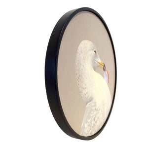 Wall Art - Seagull on 10in Round Framed Wood Panel by The Mincing Mockingbird