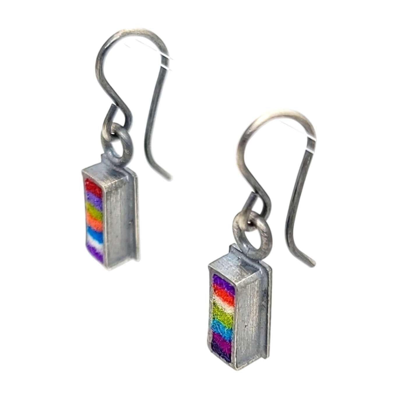Earrings - Tiny Rectangle Drops in Multicolor by Michele A. Friedman