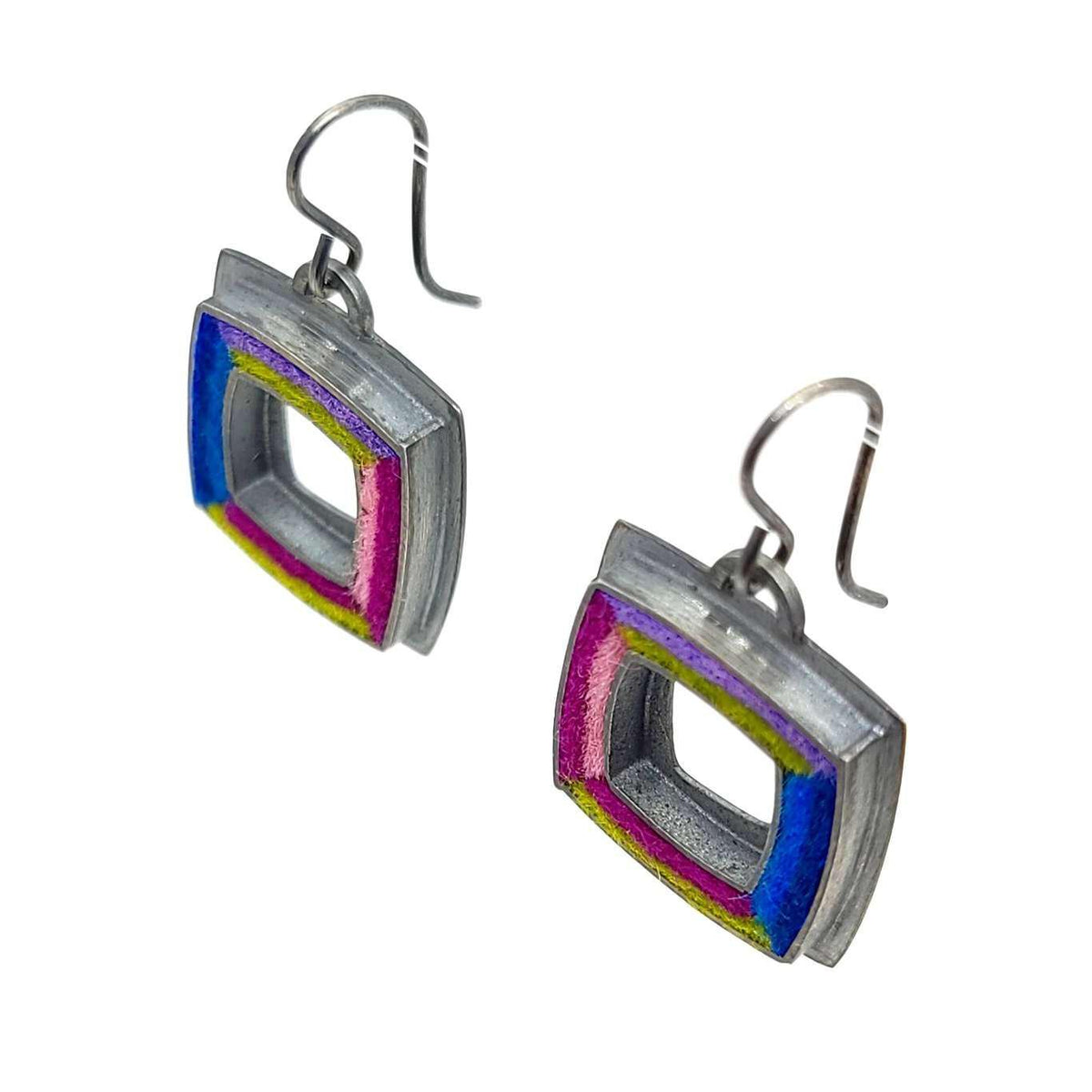 Earrings - Square Donut Simple Drops in Cool Gem by Michele A. Friedman