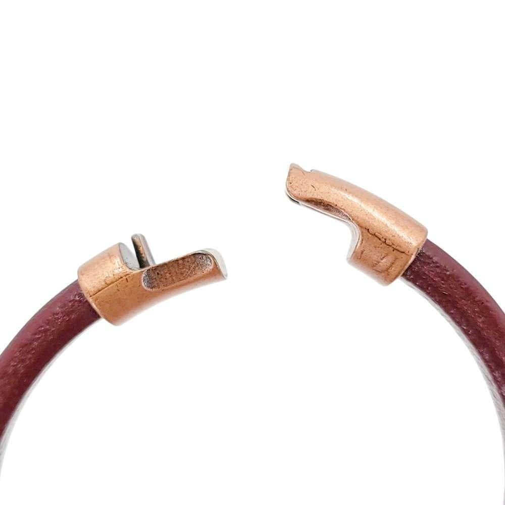 Bracelet - Thorn  (Wine Leather, Brass, Copper, Ceramic) by Diana Kauffman Design