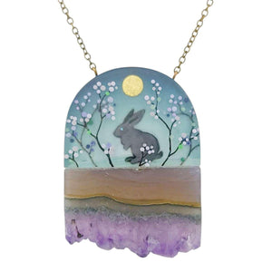 Necklace - Rabbit Crystal (Amethyst) by Fernworks