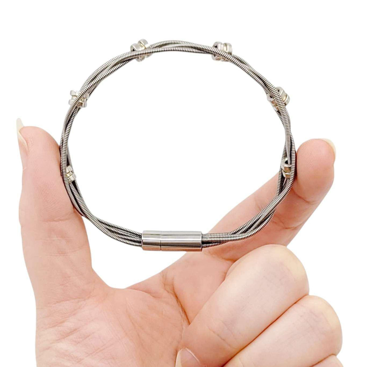 Bracelet - Bass Strings with Silver Bass Ball Ends (M or L) by High Strung Studios