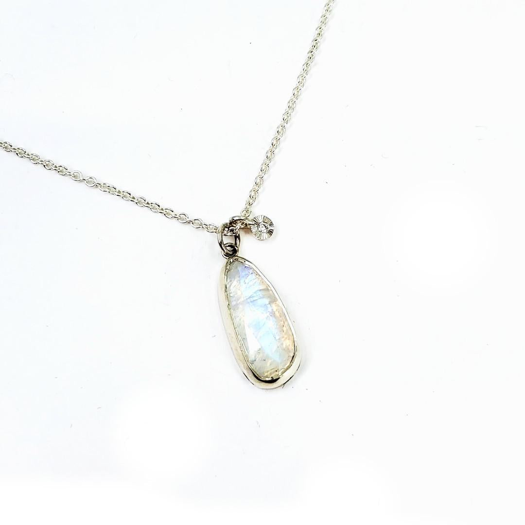 Necklace - Theia (Rainbow Moonstone, Sterling Silver) by Corey Egan