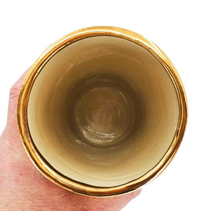 Vase - 10in Floral Cylinder with 22k Gold Accents by Hsieh Clay SF