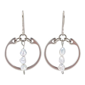 Earrings - Pearl Trio Medium Circles (Silver) by Wraptillion