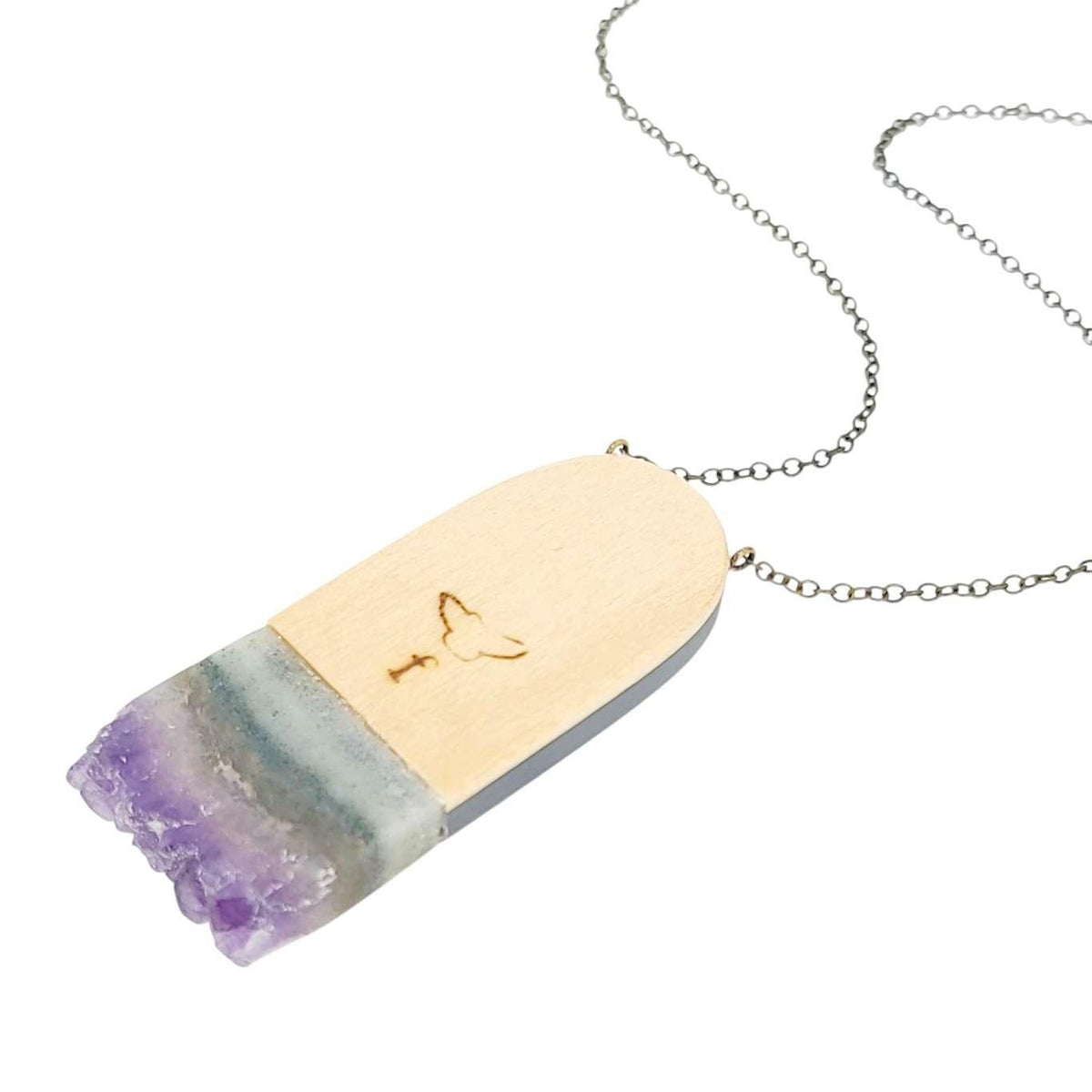 Necklace - Jasper Moons Crystal (Gunmetal) by Fernworks