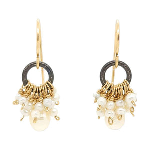 Earrings - Pearl and Gold Clusters by Calliope Jewelry