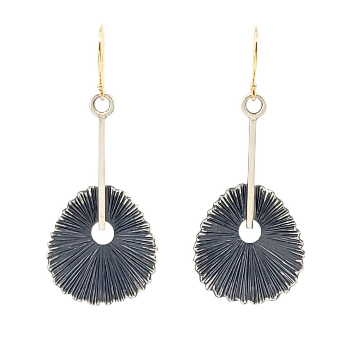 Earrings - Textured Scoop Drops in Sterling Silver and 14k Gold by Susan Mahlstedt