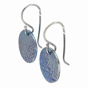 Earrings - Dangles - Round Striations (Titanium, Sterling Silver) by Taviametal