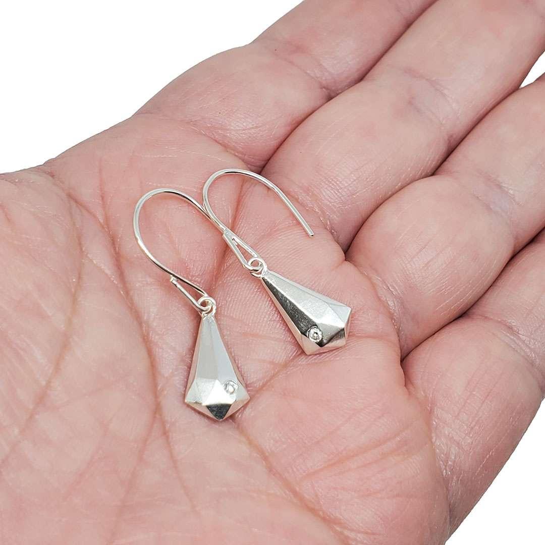 Earrings - Crystal Fragment Drops (Sterling Silver, Diamond) by Corey Egan