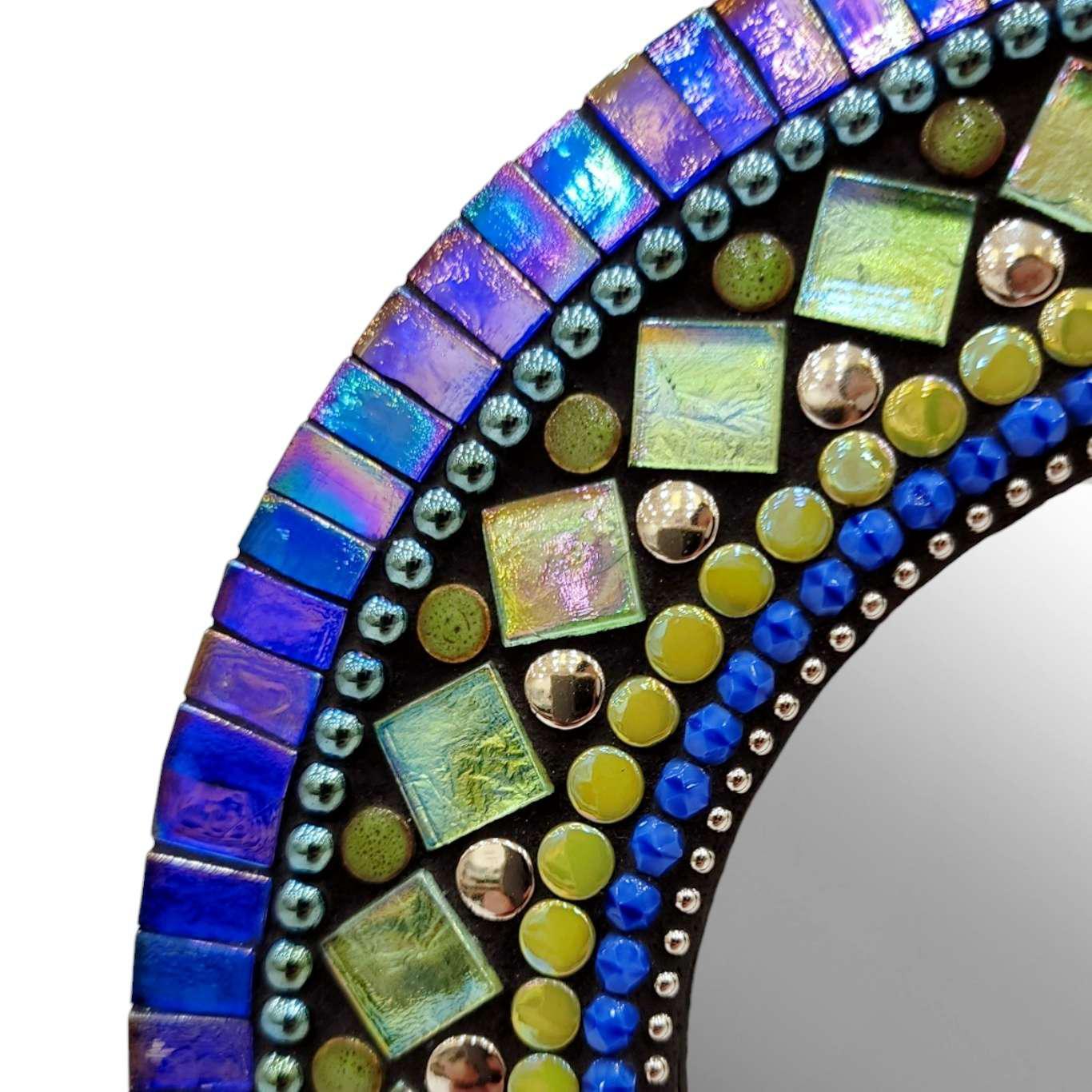 Mosaic Mirror - 10in Round in Atlantis by Zetamari Mosaic Artworks